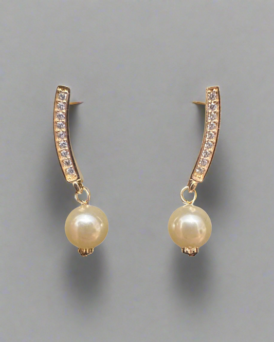 CZ Pearl Dangle Earrings