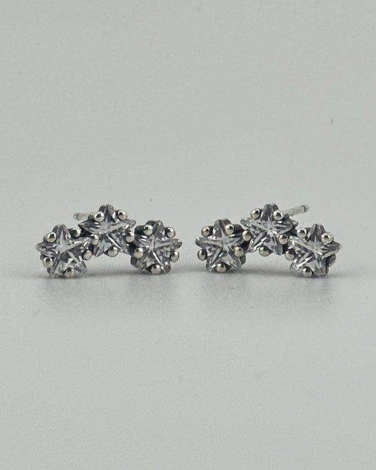 Triple Star Stud Earrings with CZ