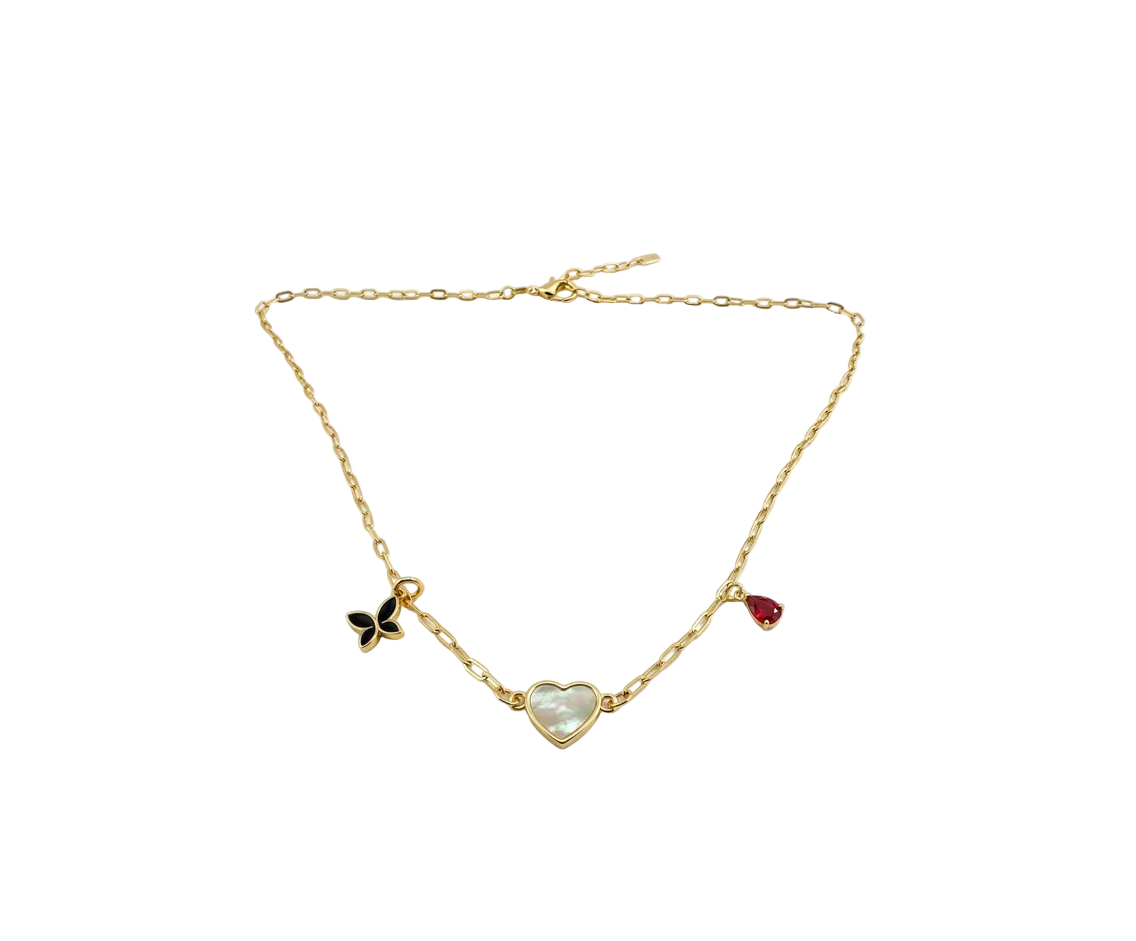 Mother of Pearl Heart Charm Necklace