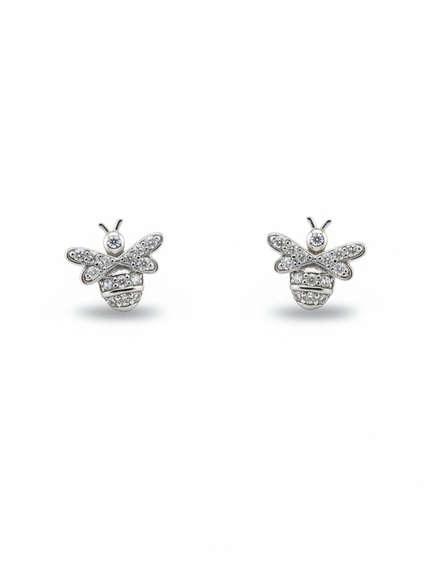 Bee-Shaped Stud Earrings with CZ