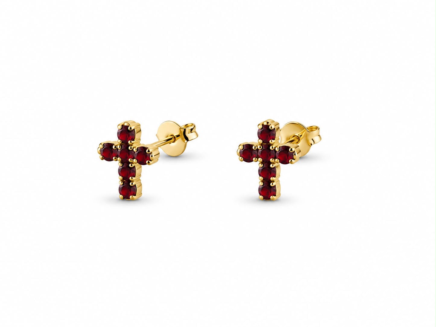 The Trinity Gemstone Cross Studs