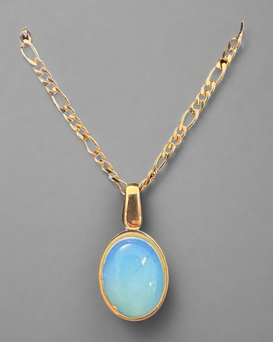 Oval Natural Gemstone Drop Necklaces