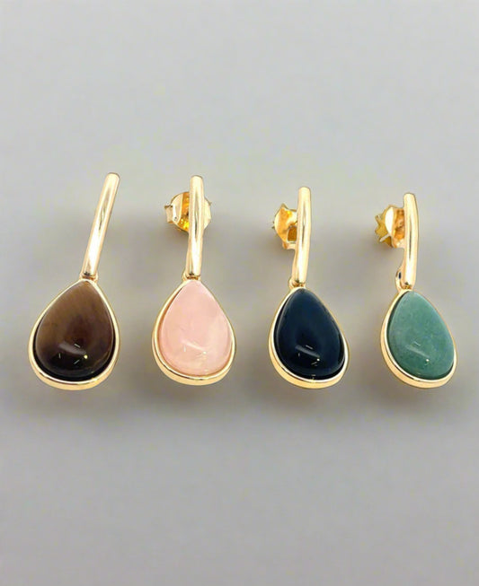 Tear Drop Natural Gemstone Earrings