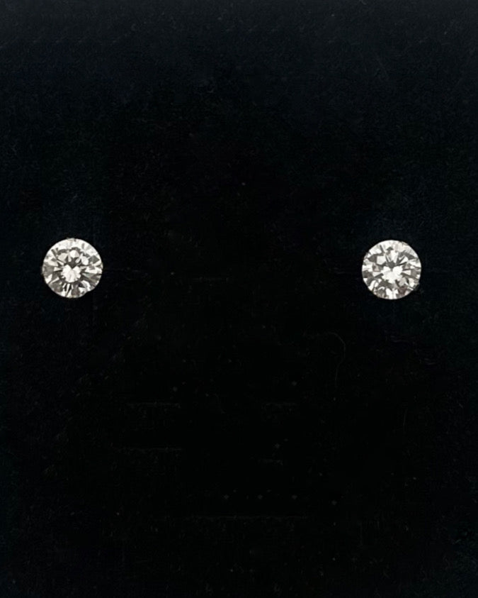 Round Stud Earrings with CZ