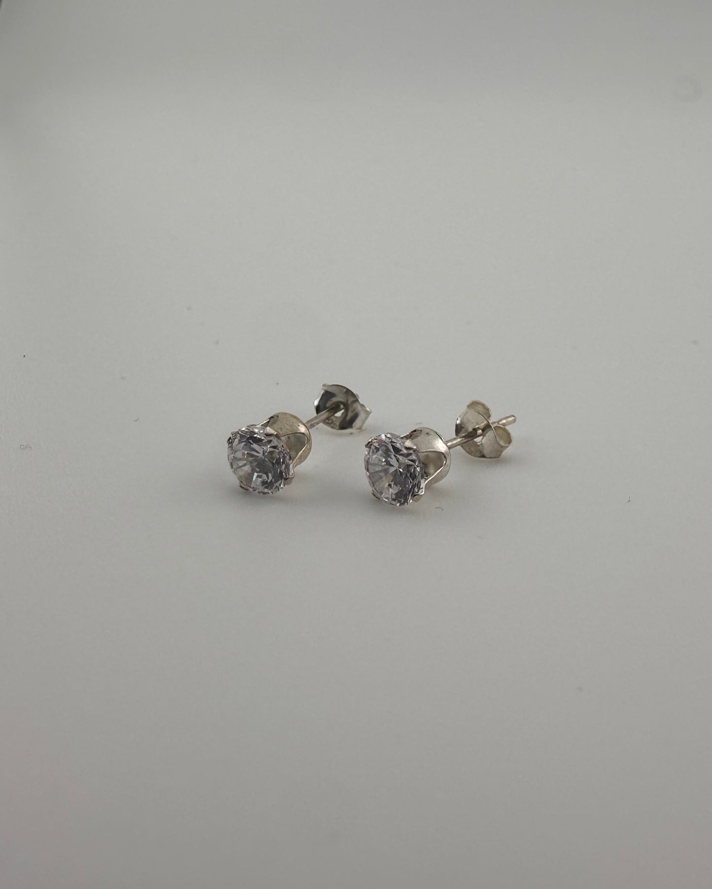 Round Stud Earrings with CZ