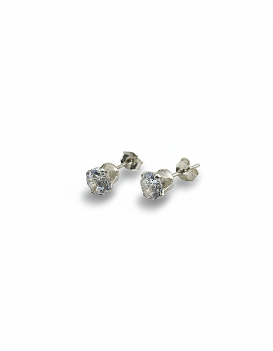 Round Stud Earrings with CZ