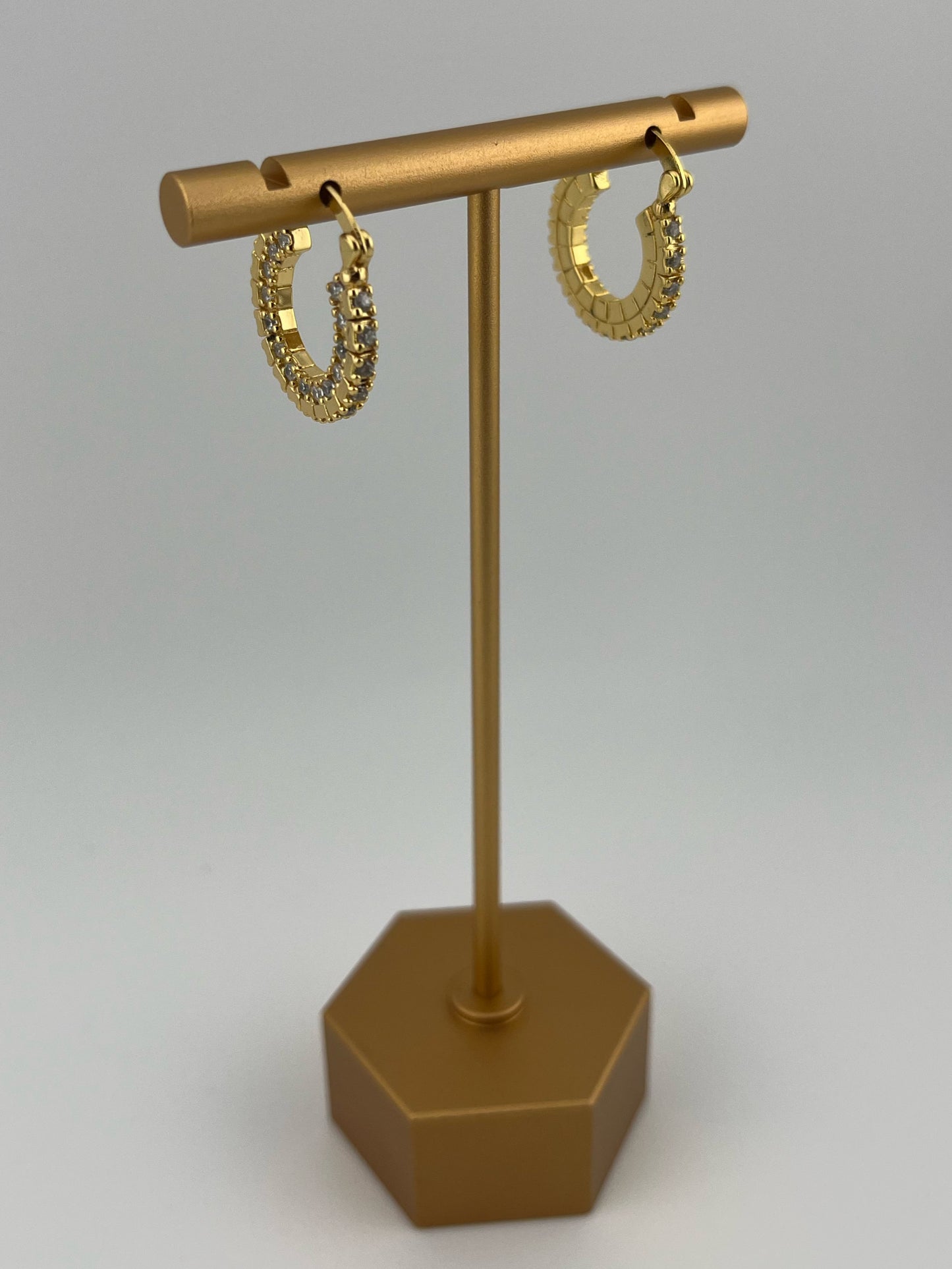 Glimmering Gold-filled CZ Hoops