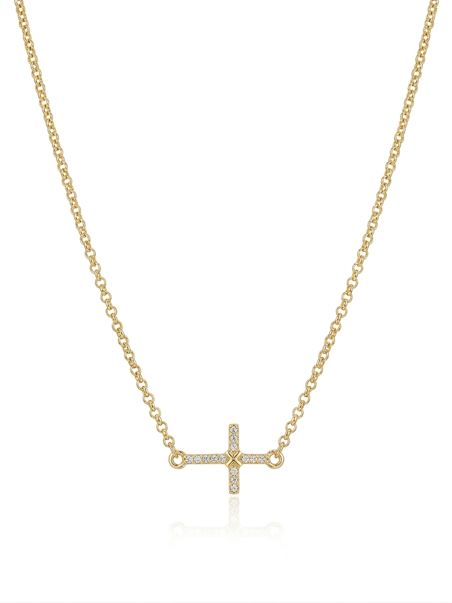Sideways Spark Cross Necklace
