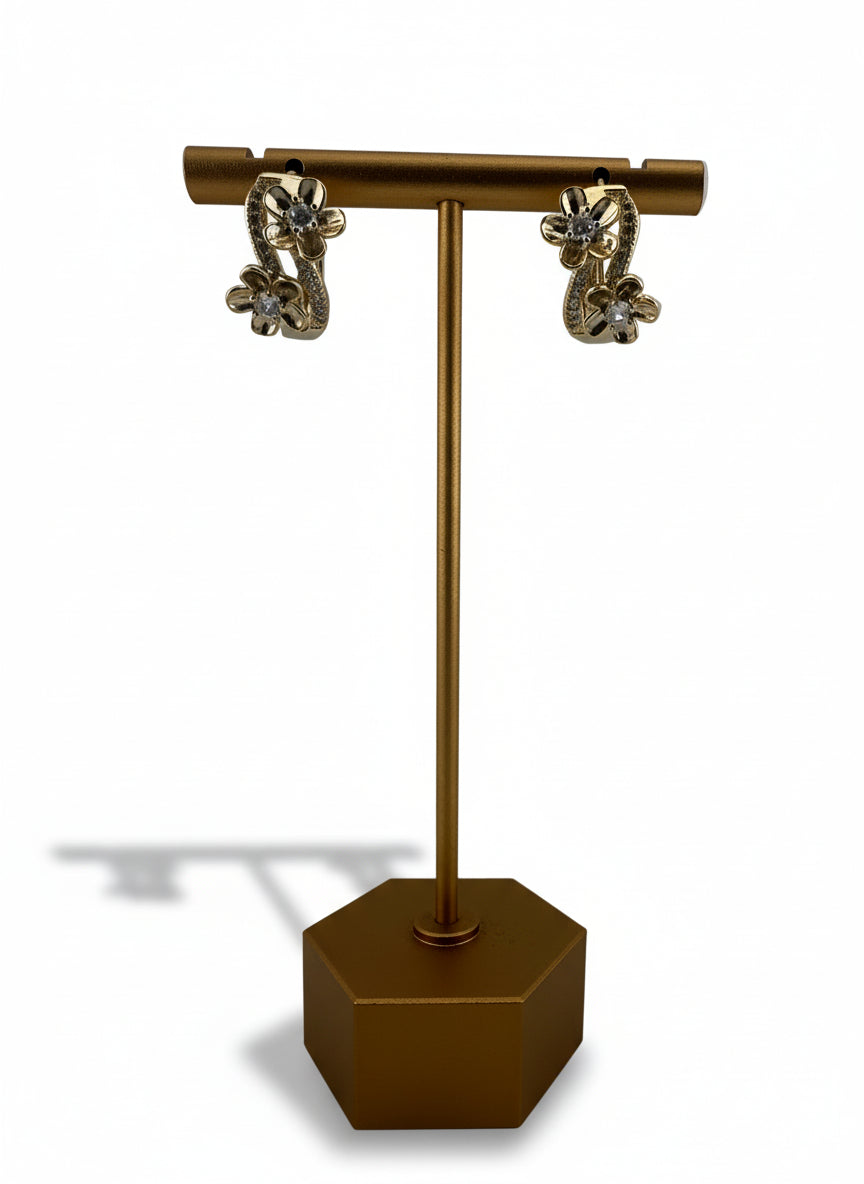 Golden Twin Blossom Hoops