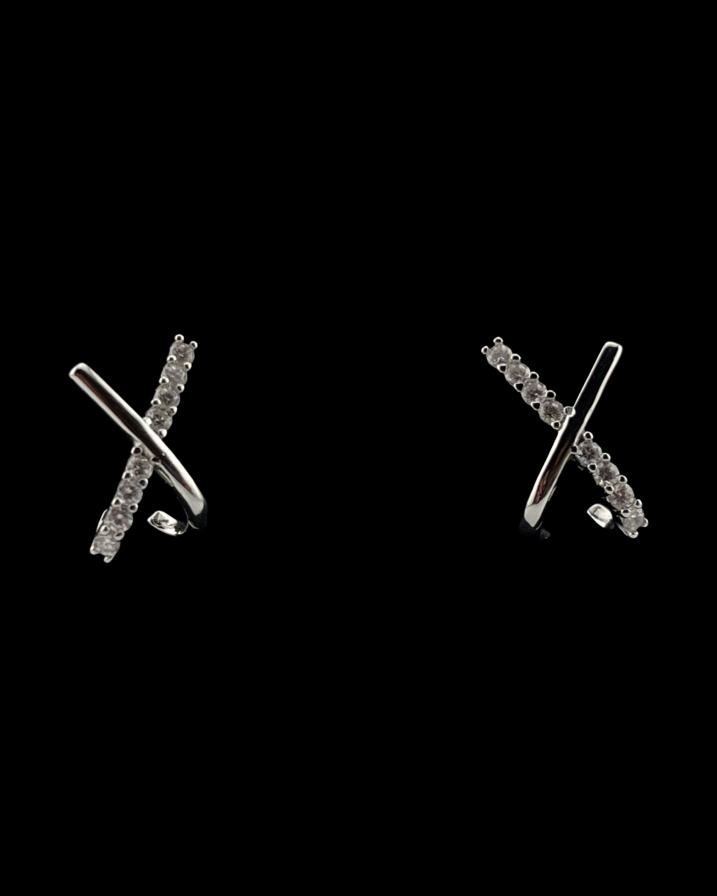 X Cross Stud Earrings with CZ