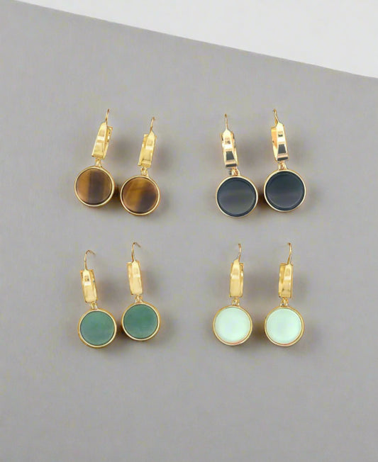 Natural Stone Round Earrings