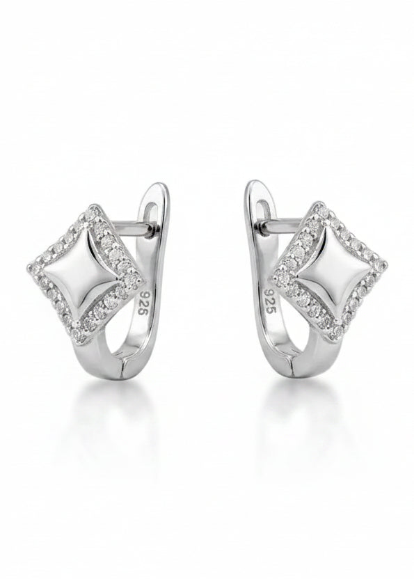 Diamond-Shape Halo Huggies
