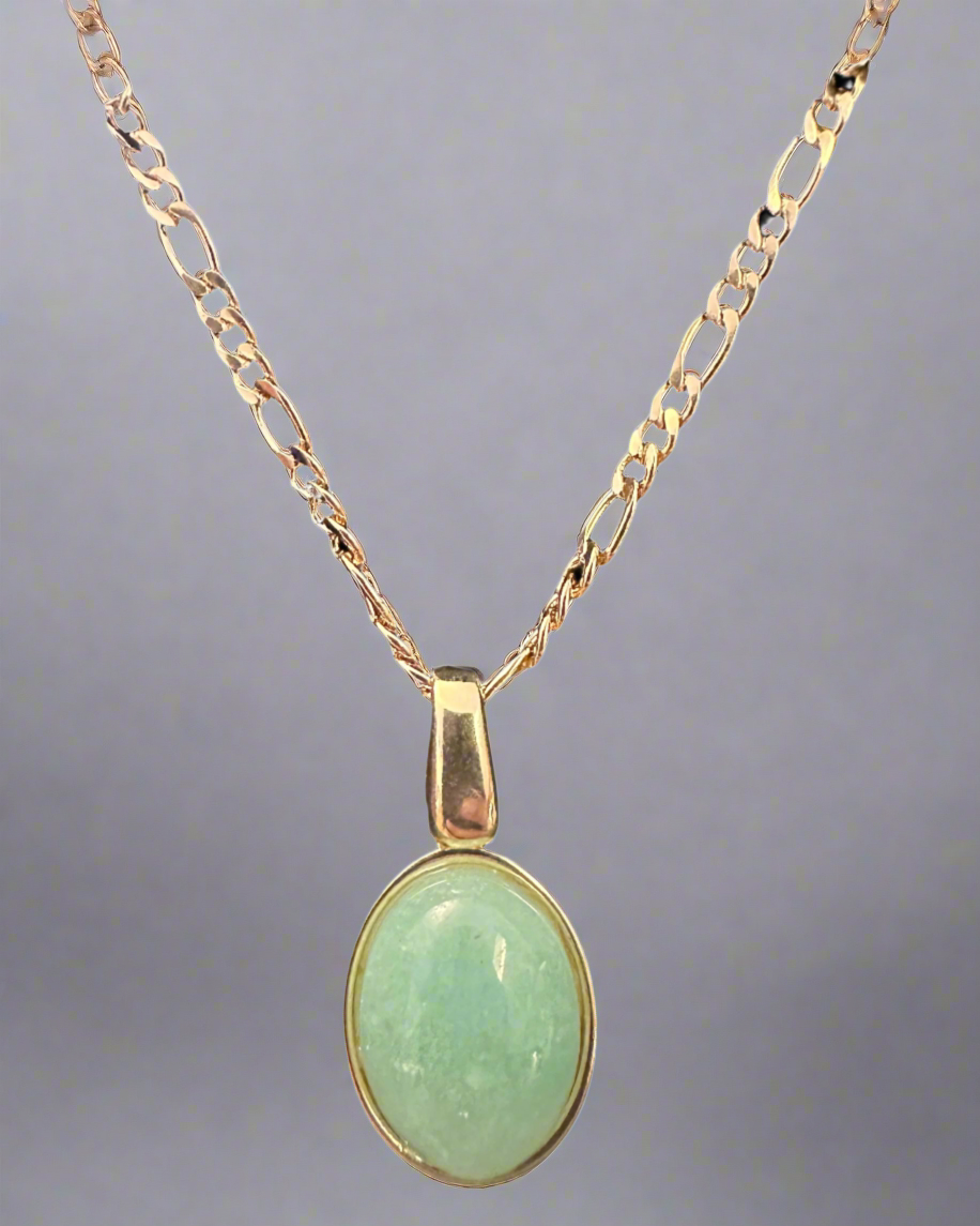 Oval Natural Gemstone Drop Necklaces
