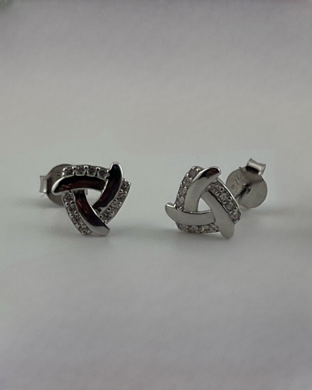 Triangle Knot Stud Earrings with CZ