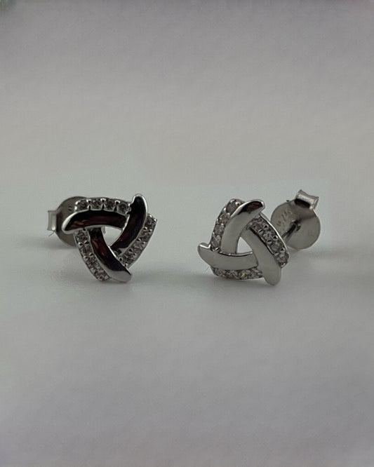 Triangle Knot Stud Earrings with CZ