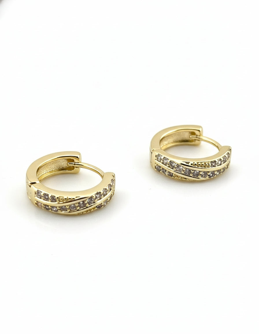 Twisted Elegance CZ Gold-Filled Hoops
