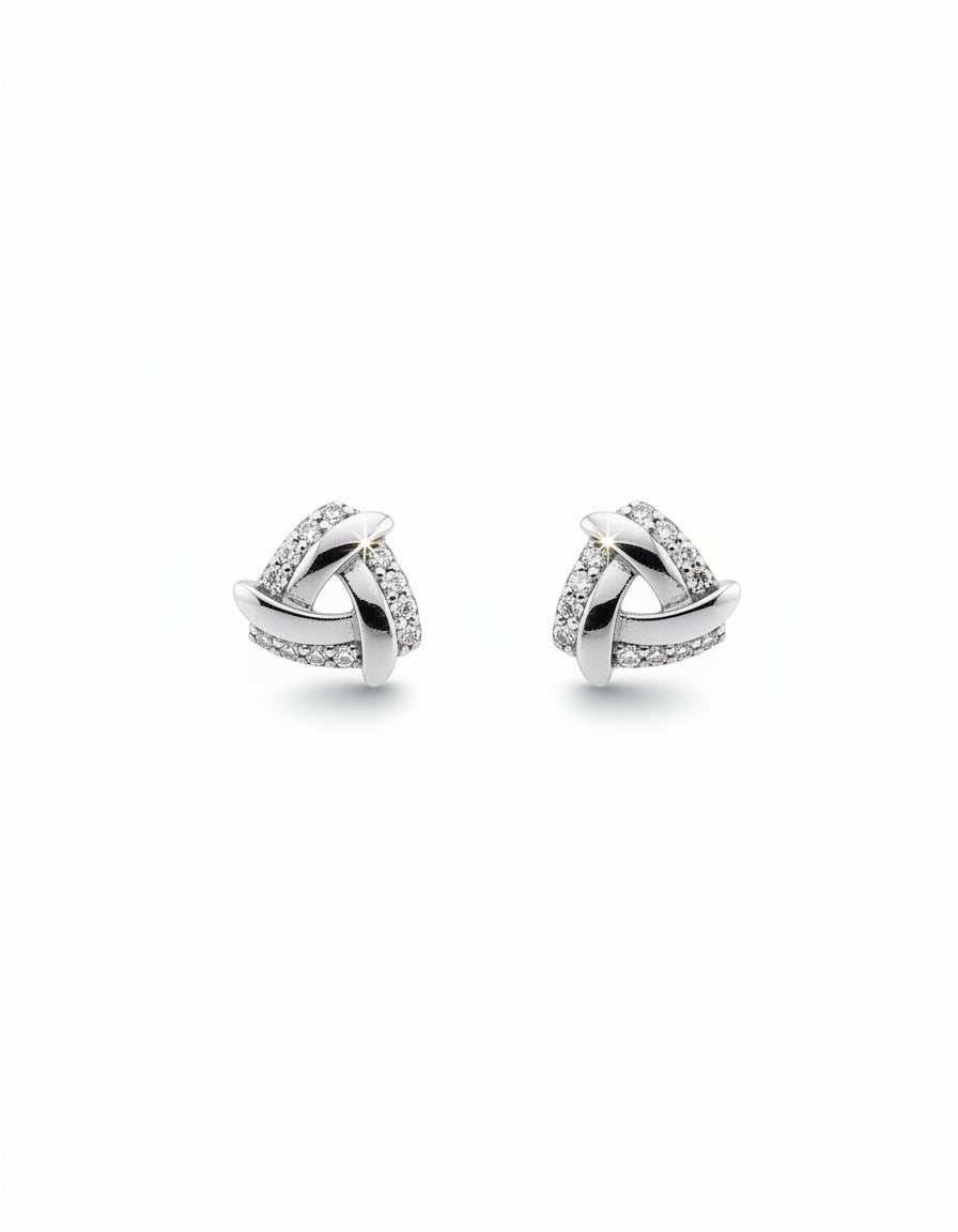 Triangle Knot Stud Earrings with CZ