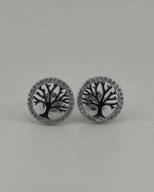 Tree of Life Stud Earrings with CZ