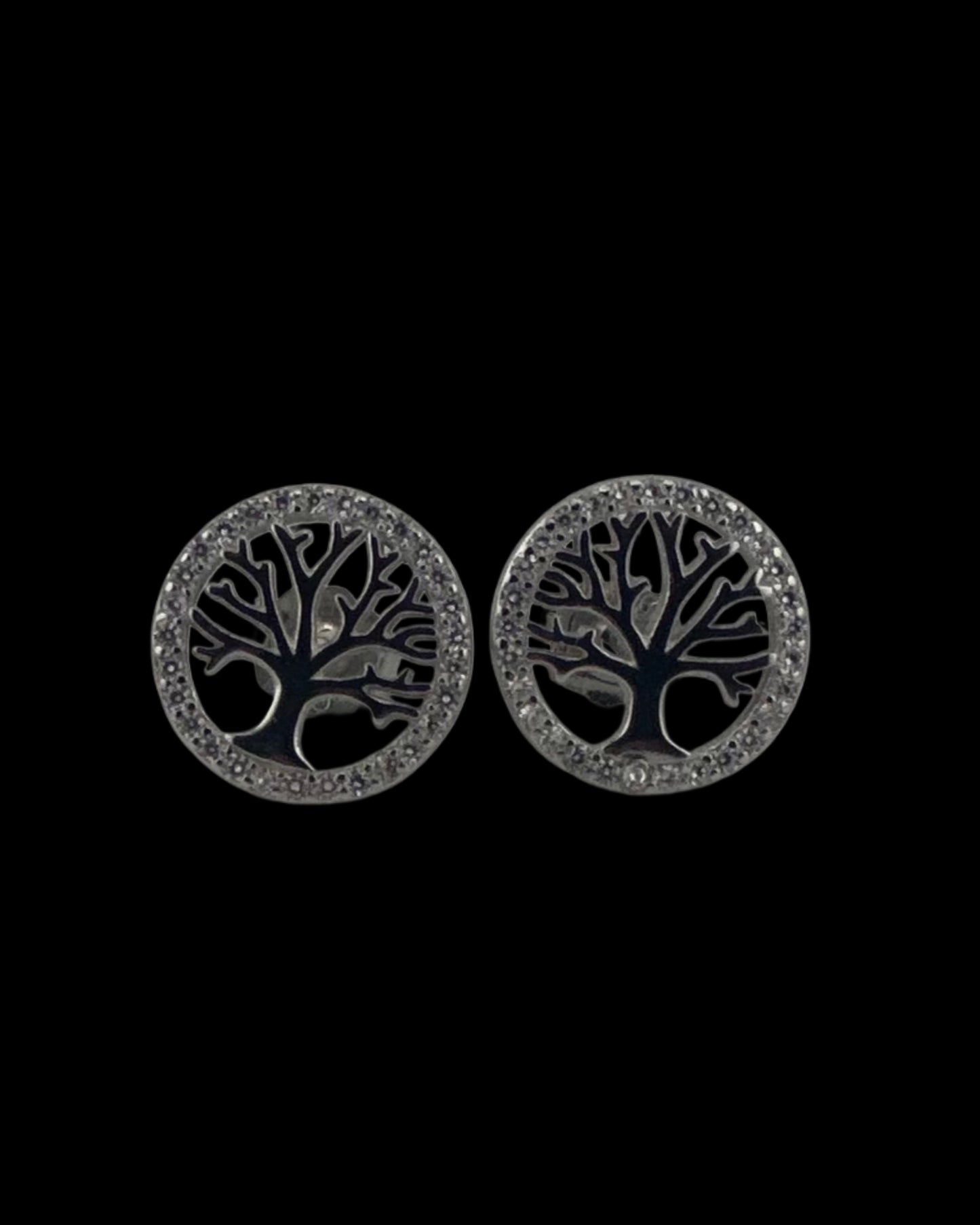 Tree of Life Stud Earrings with CZ