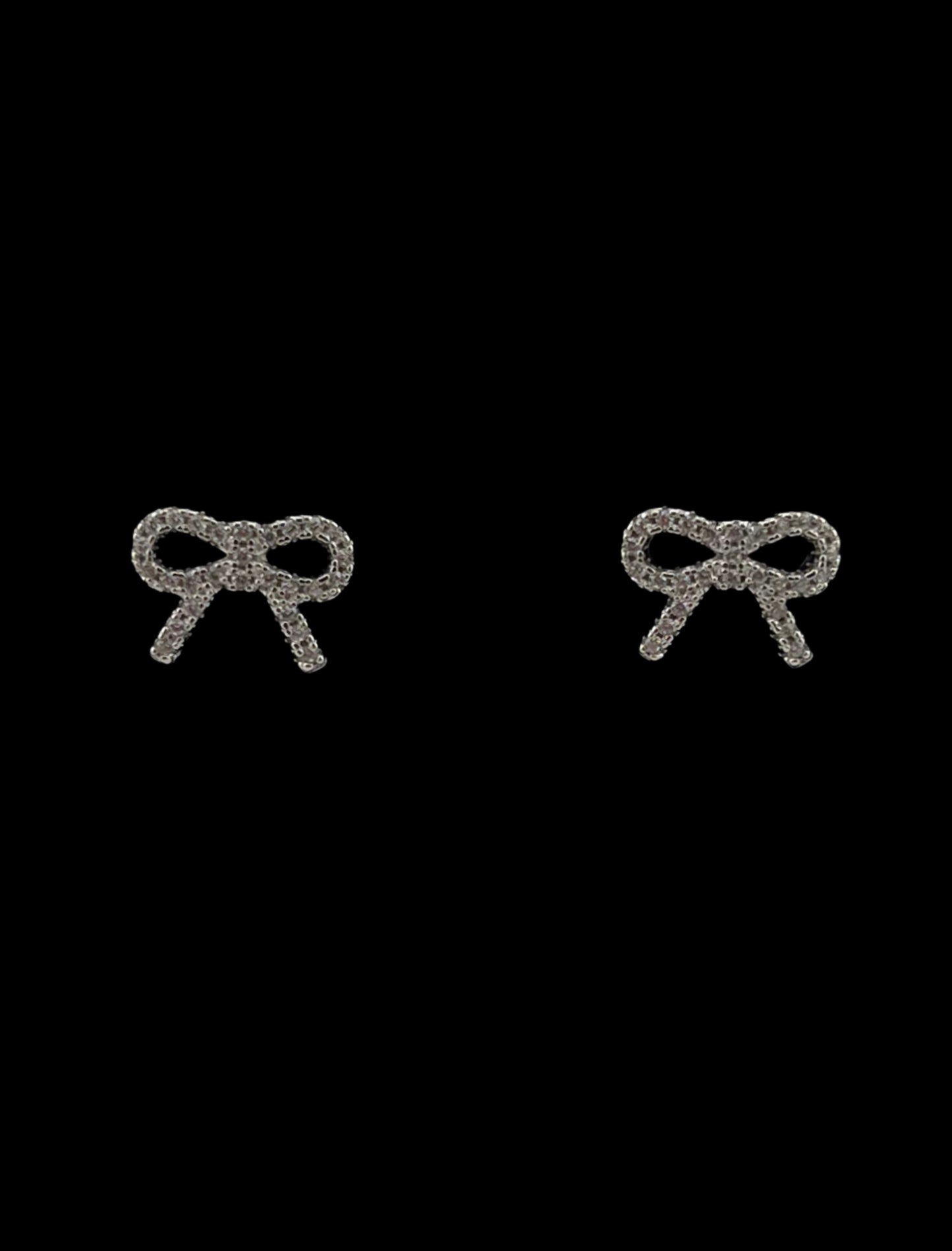 Ribbon-Shaped Stud Earrings with CZ