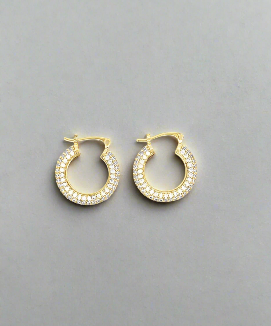 Mini CZ paved french hoops