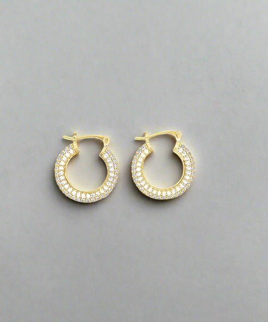 Mini CZ paved french hoops
