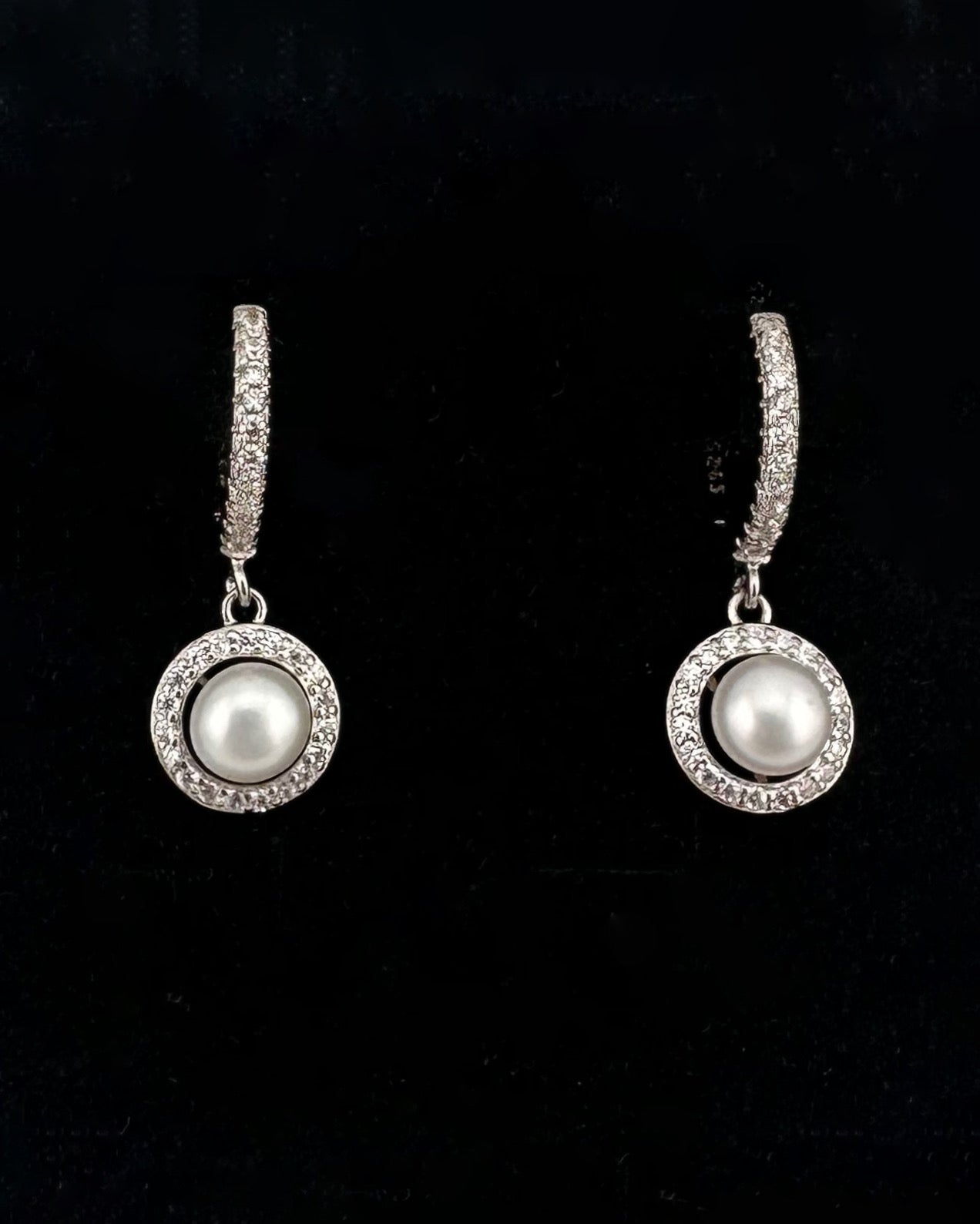 Drop Pearl Earrings with CZ