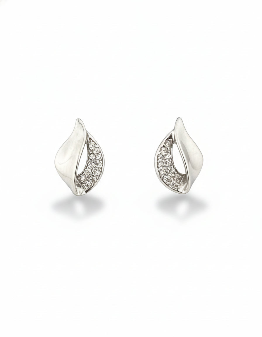 Leaf Stud Earrings with CZ