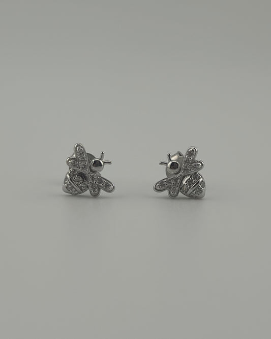 Bee-Shaped Stud Earrings with CZ