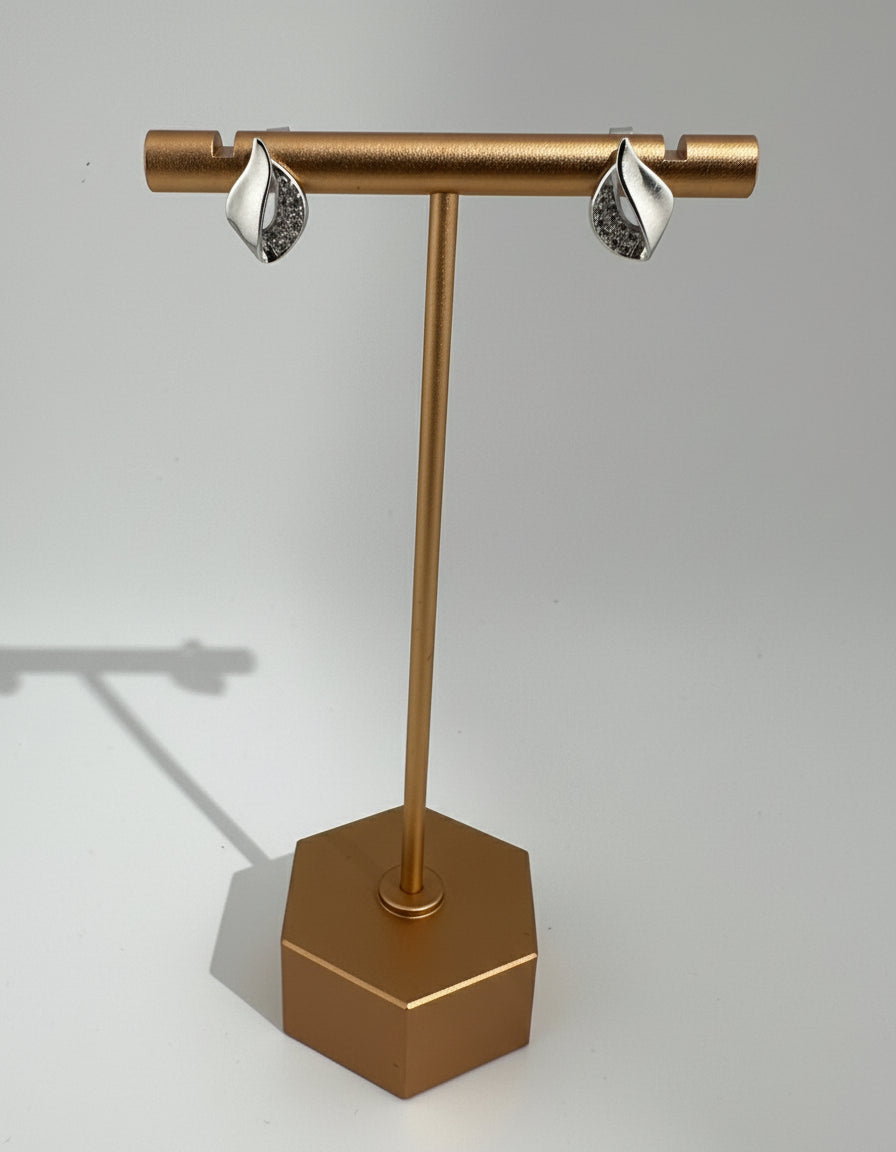 Leaf Stud Earrings with CZ