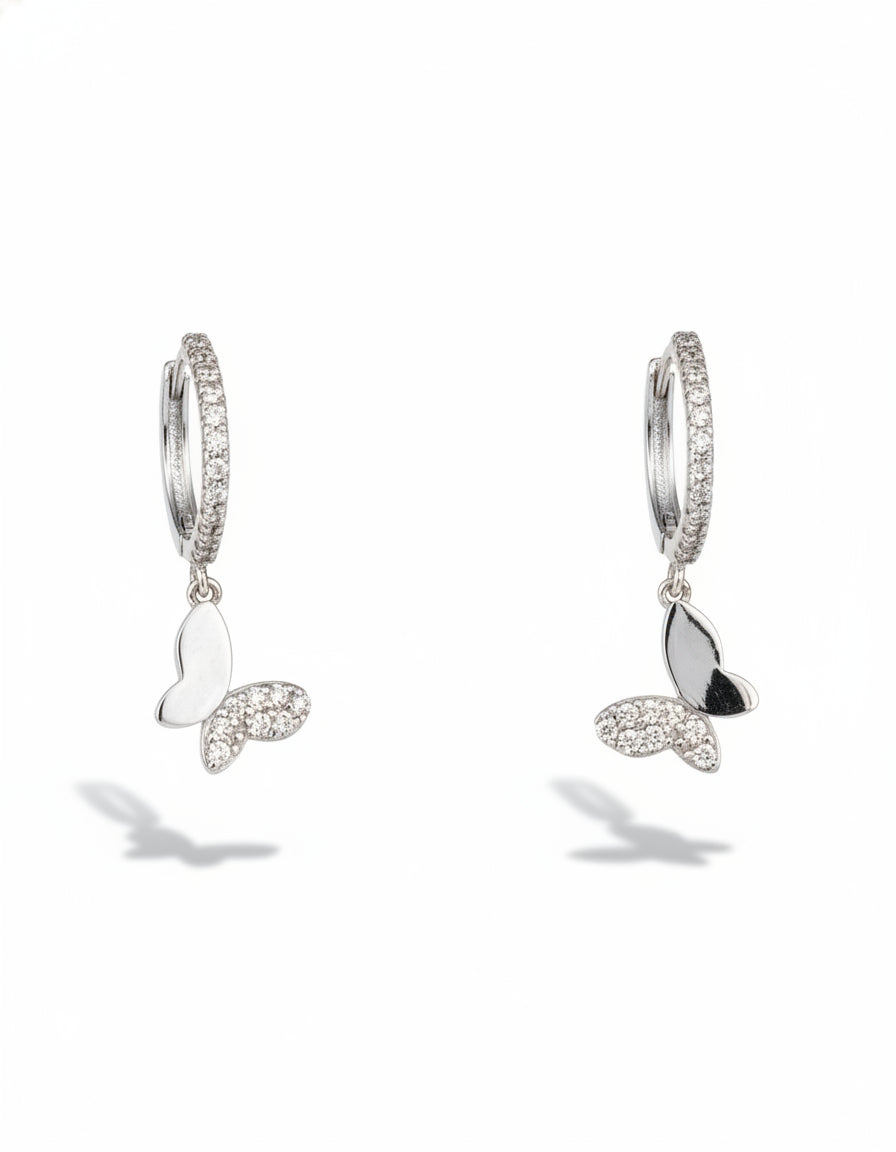 Butterfly Small Hoop Earrings with CZ