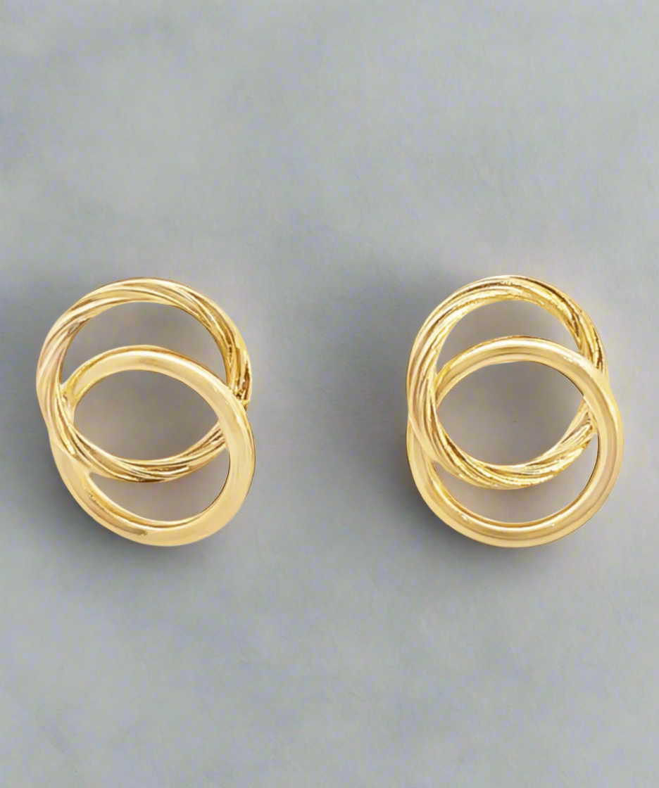 Round Dual Style Intertwined Smooth Rope Stud Earrings