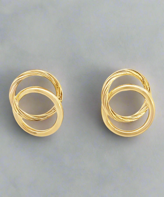 Round Dual Style Intertwined Smooth Rope Stud Earrings
