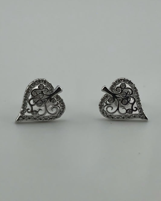 Leaf-Shaped Stud Earrings with CZ