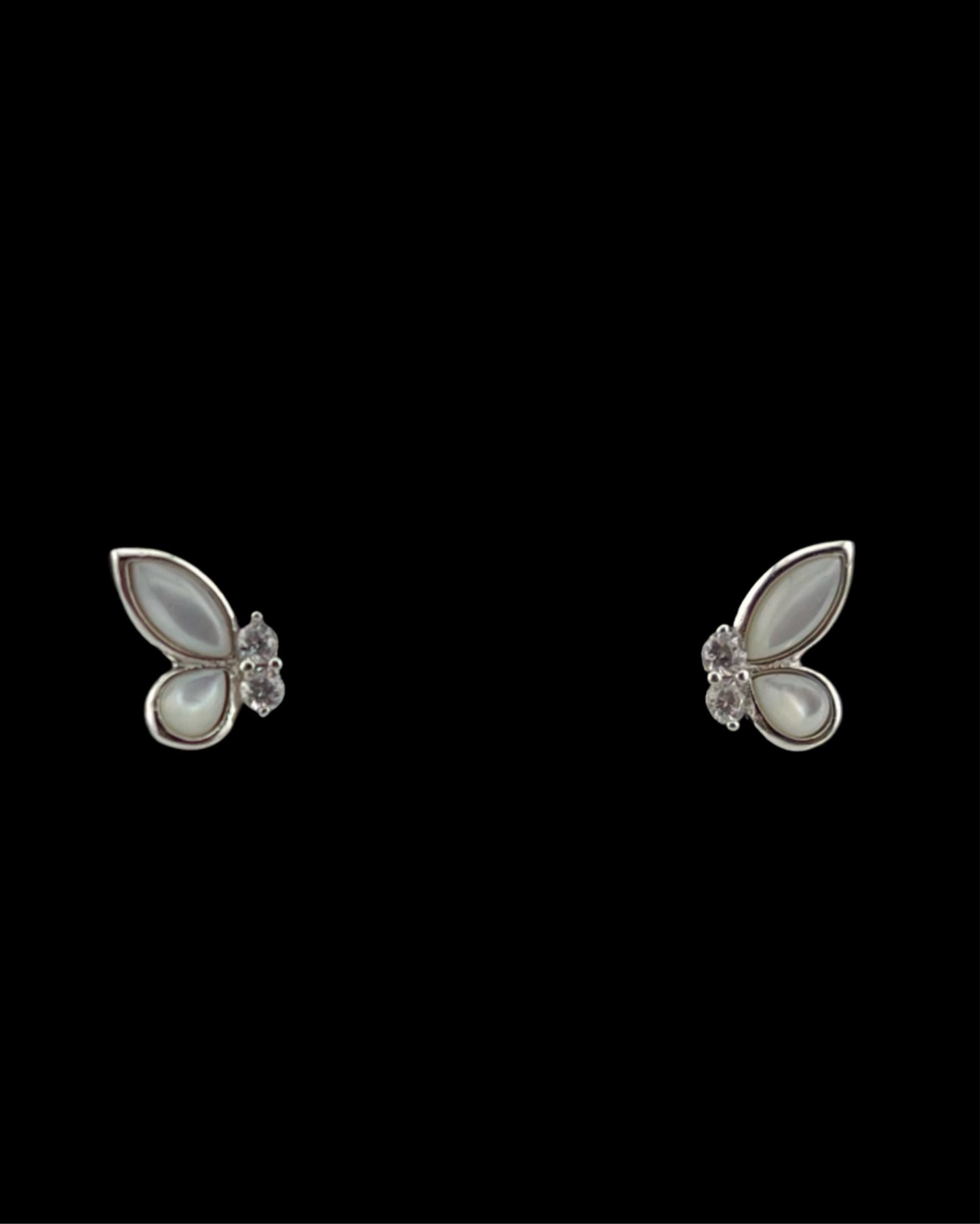Pearl White Half Butterfly Stud Earrings