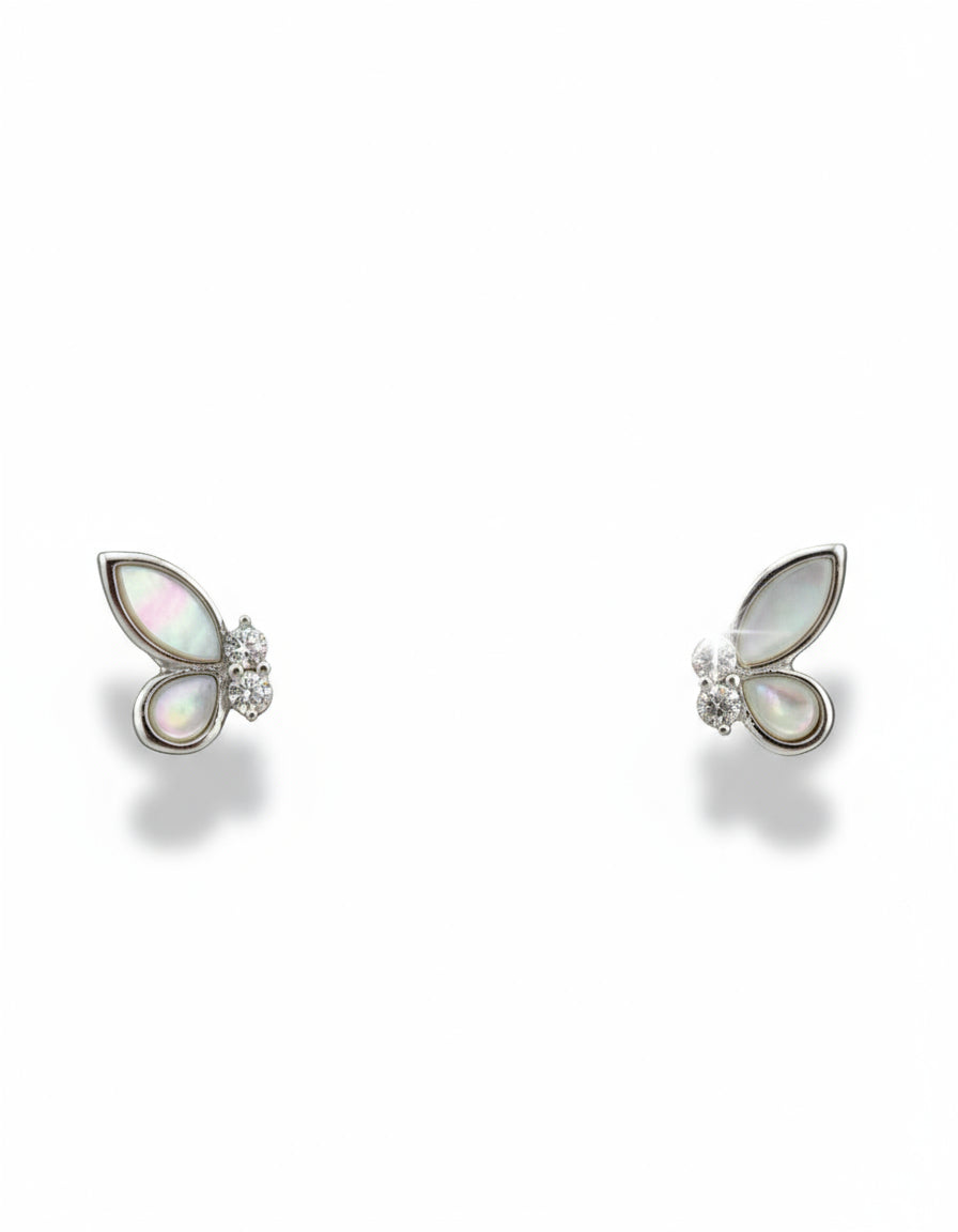 Pearl White Half Butterfly Stud Earrings