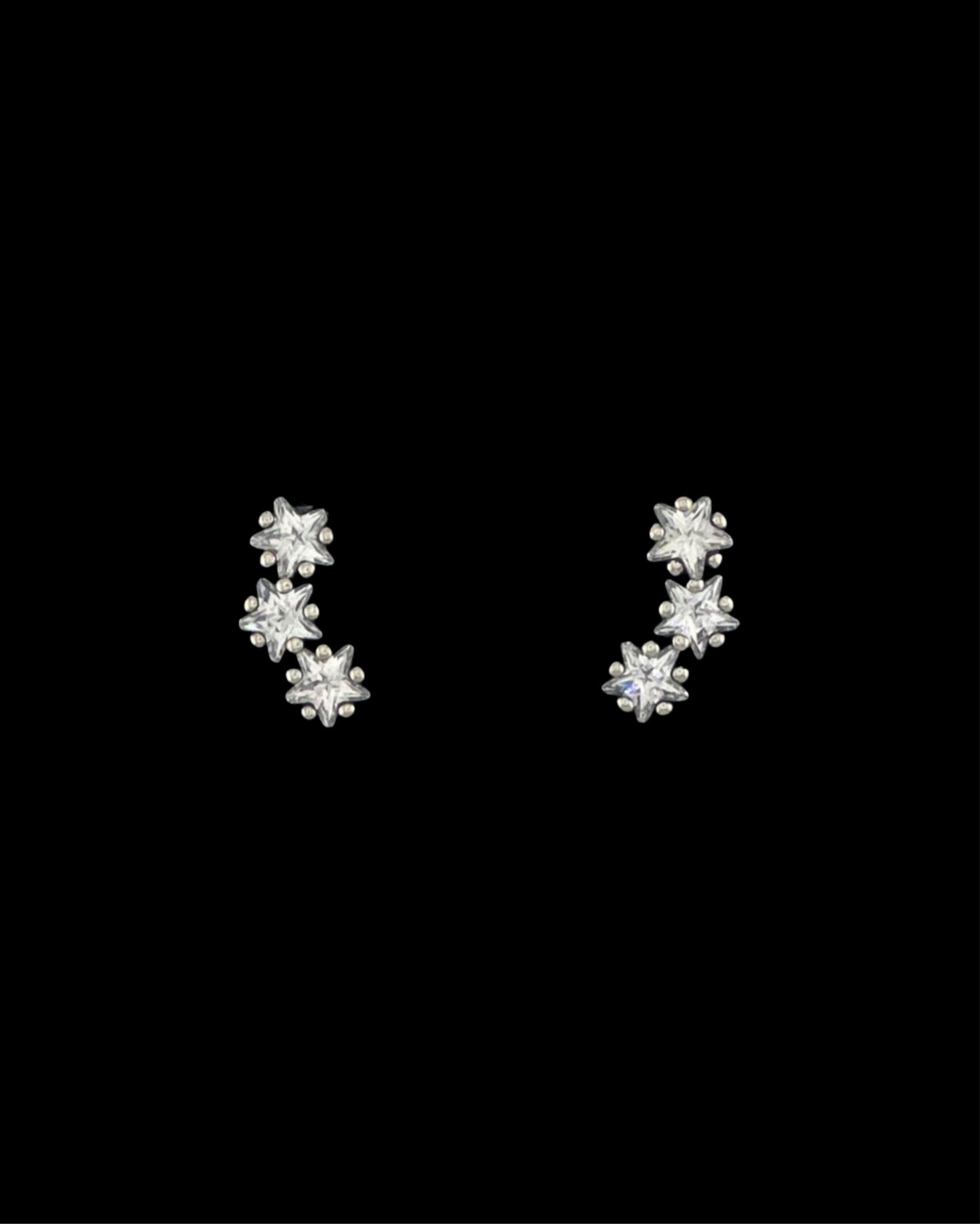 Triple Star Stud Earrings with CZ