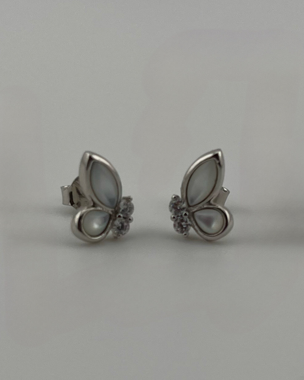 Pearl White Half Butterfly Stud Earrings