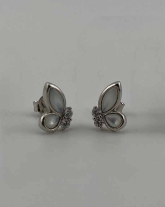 Pearl White Half Butterfly Stud Earrings