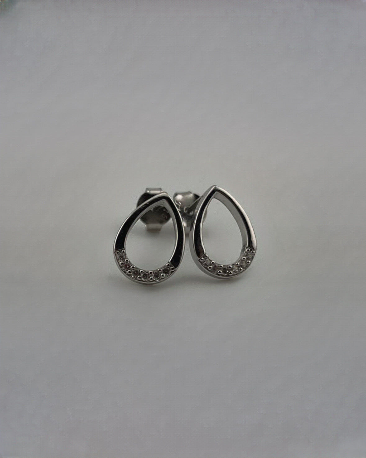 Teardrop Stud Earrings with CZ