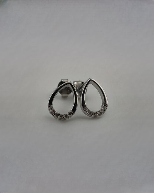 Teardrop Stud Earrings with CZ