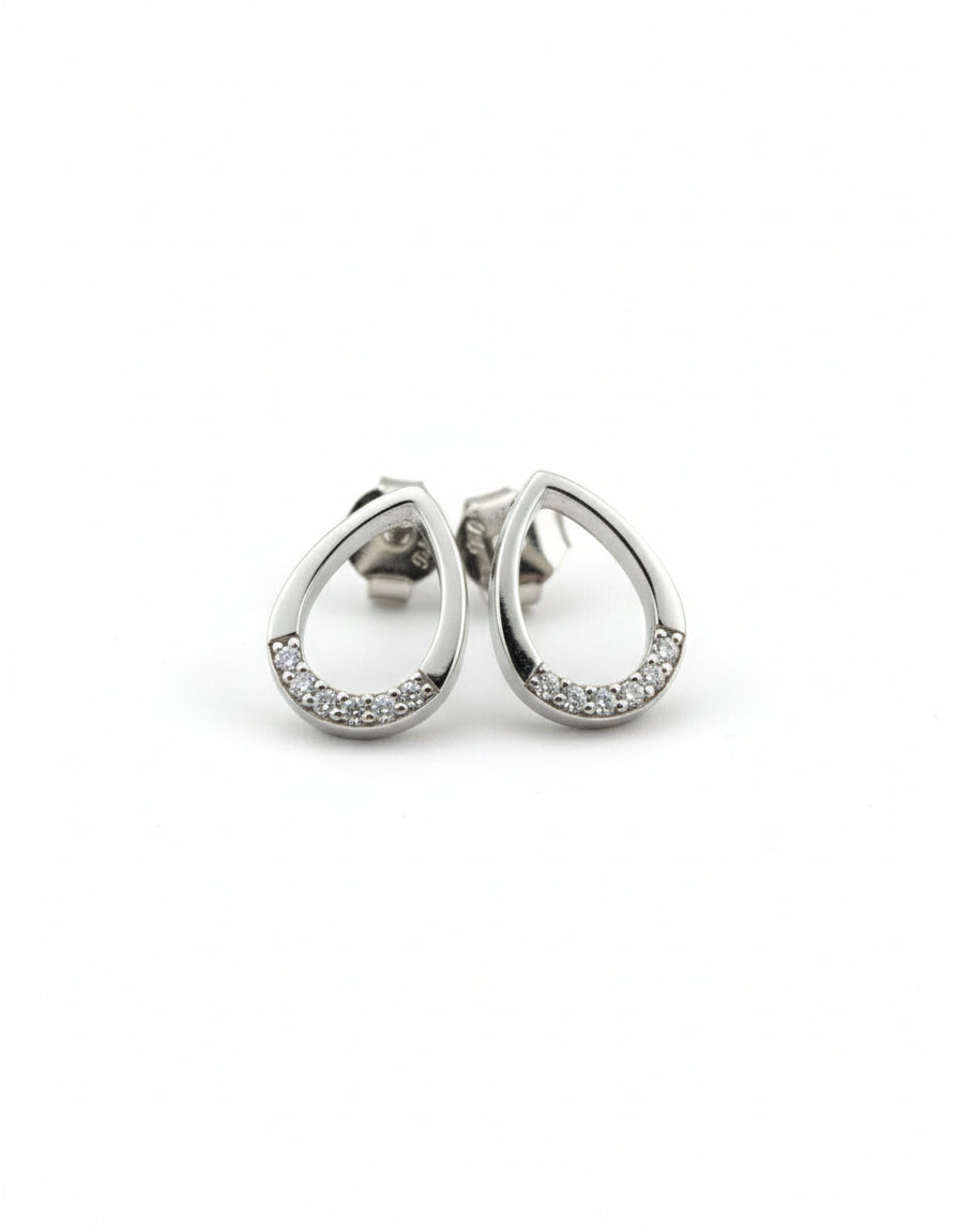 Teardrop Stud Earrings with CZ