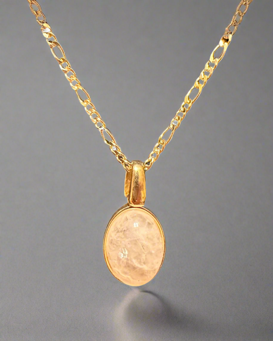 Oval Natural Gemstone Drop Necklaces