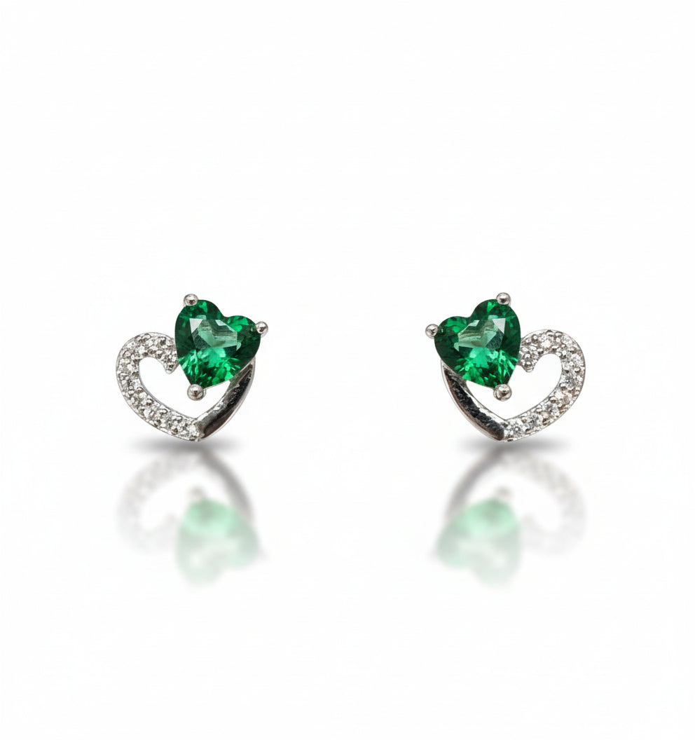 Green heart shaped earrings