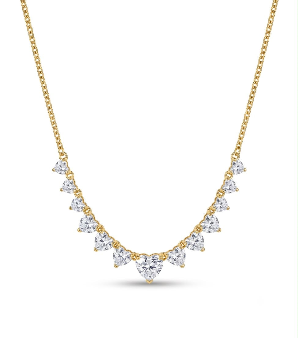 Heart-Cut CZ Graduated Tennis Choker Necklace