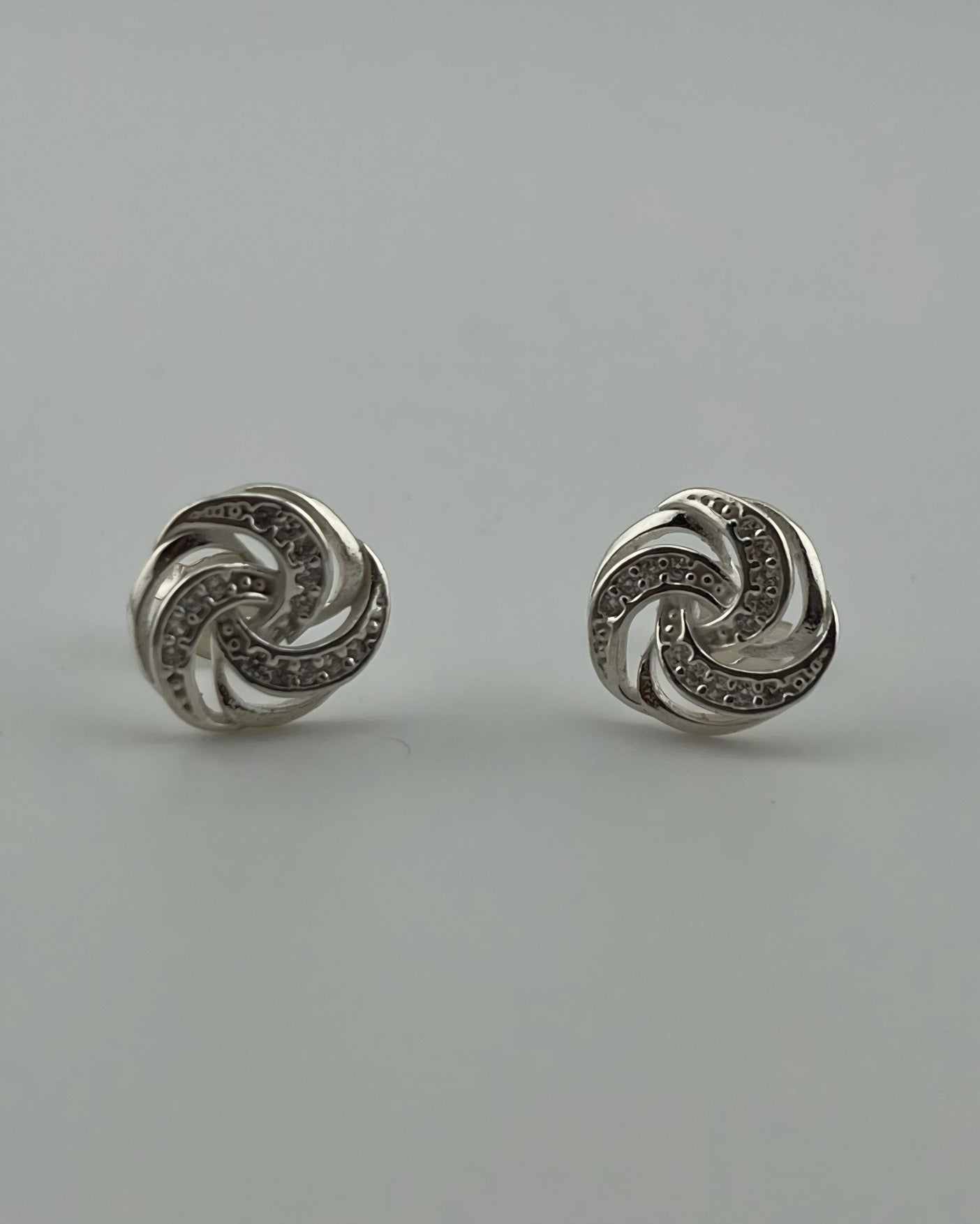 Round Knot Stud Earrings with CZ