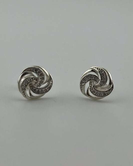 Round Knot Stud Earrings with CZ