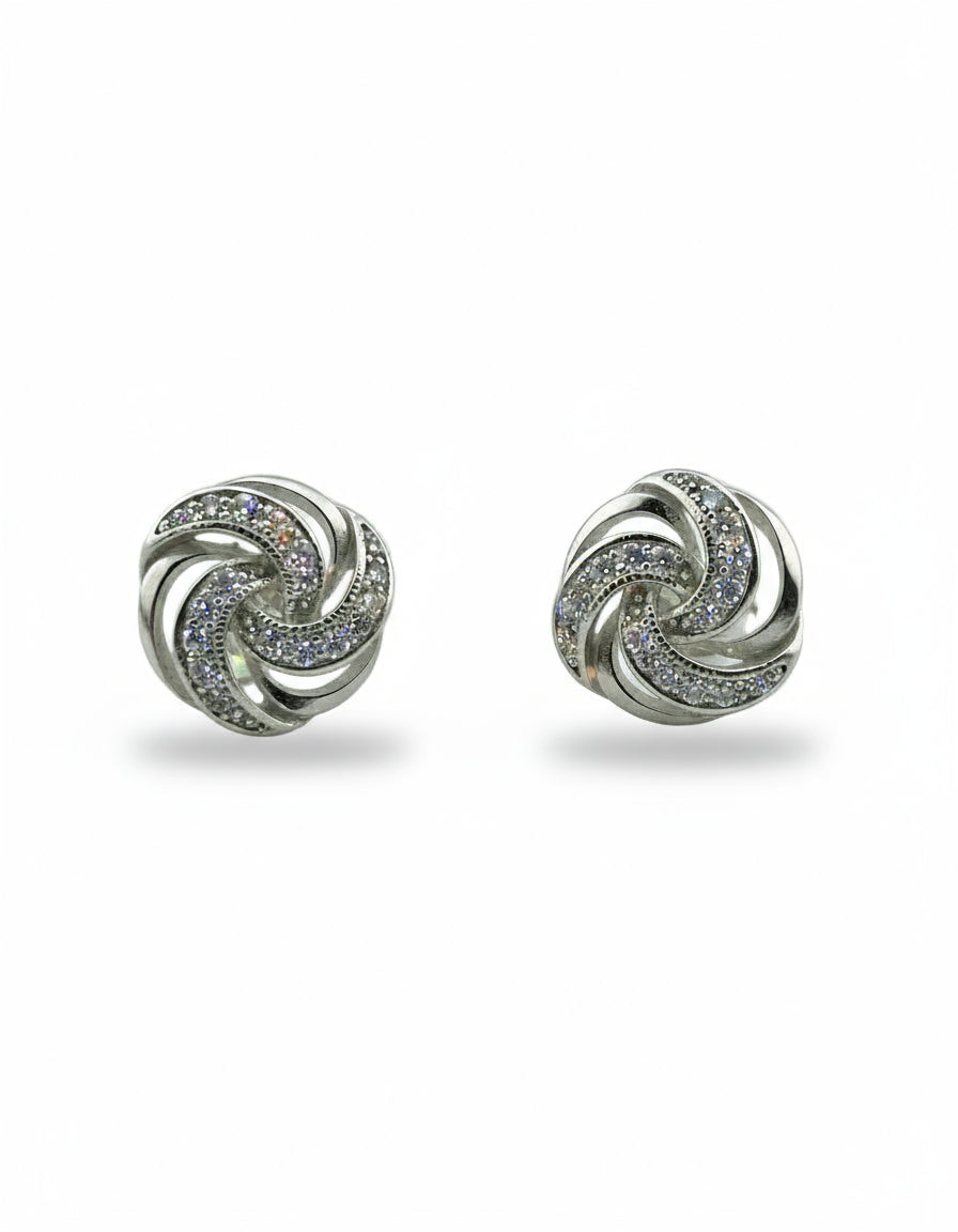 Round Knot Stud Earrings with CZ