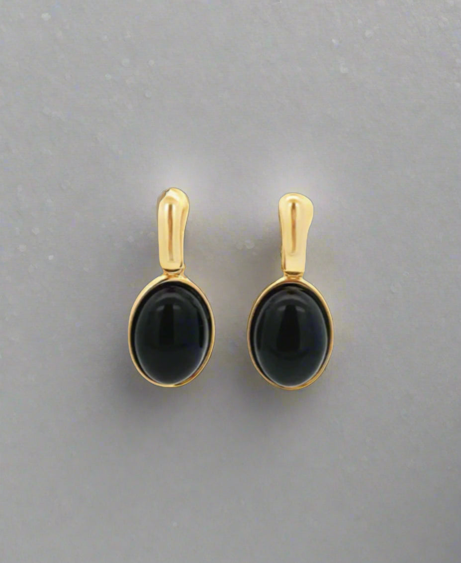 Oval Natural Gemstone Drop Earrings