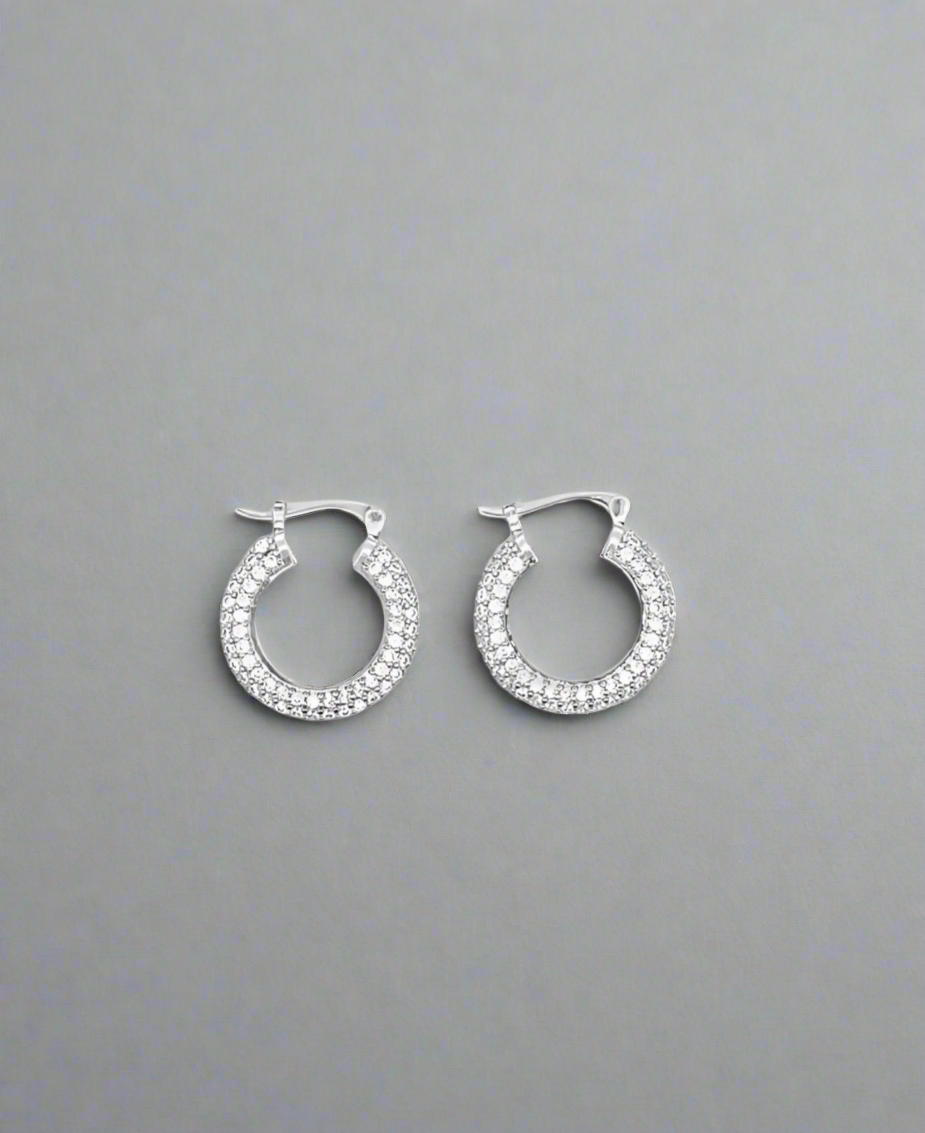 Mini CZ paved french hoops